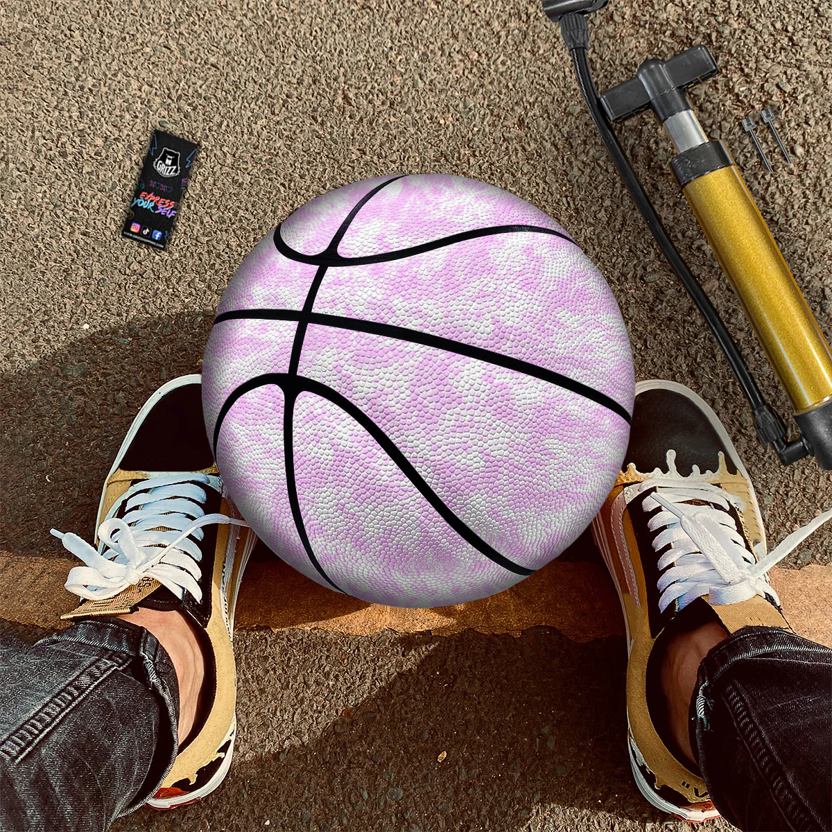 Tie Dye Shibori Pink Print Pattern Basketball - Image 2