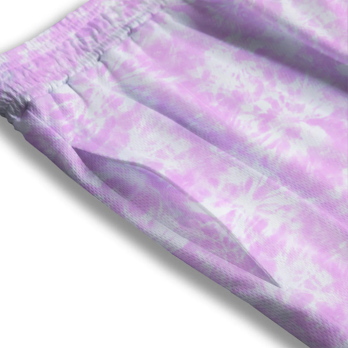 Tie Dye Shibori Pink Print Pattern Mesh Shorts - Image 3
