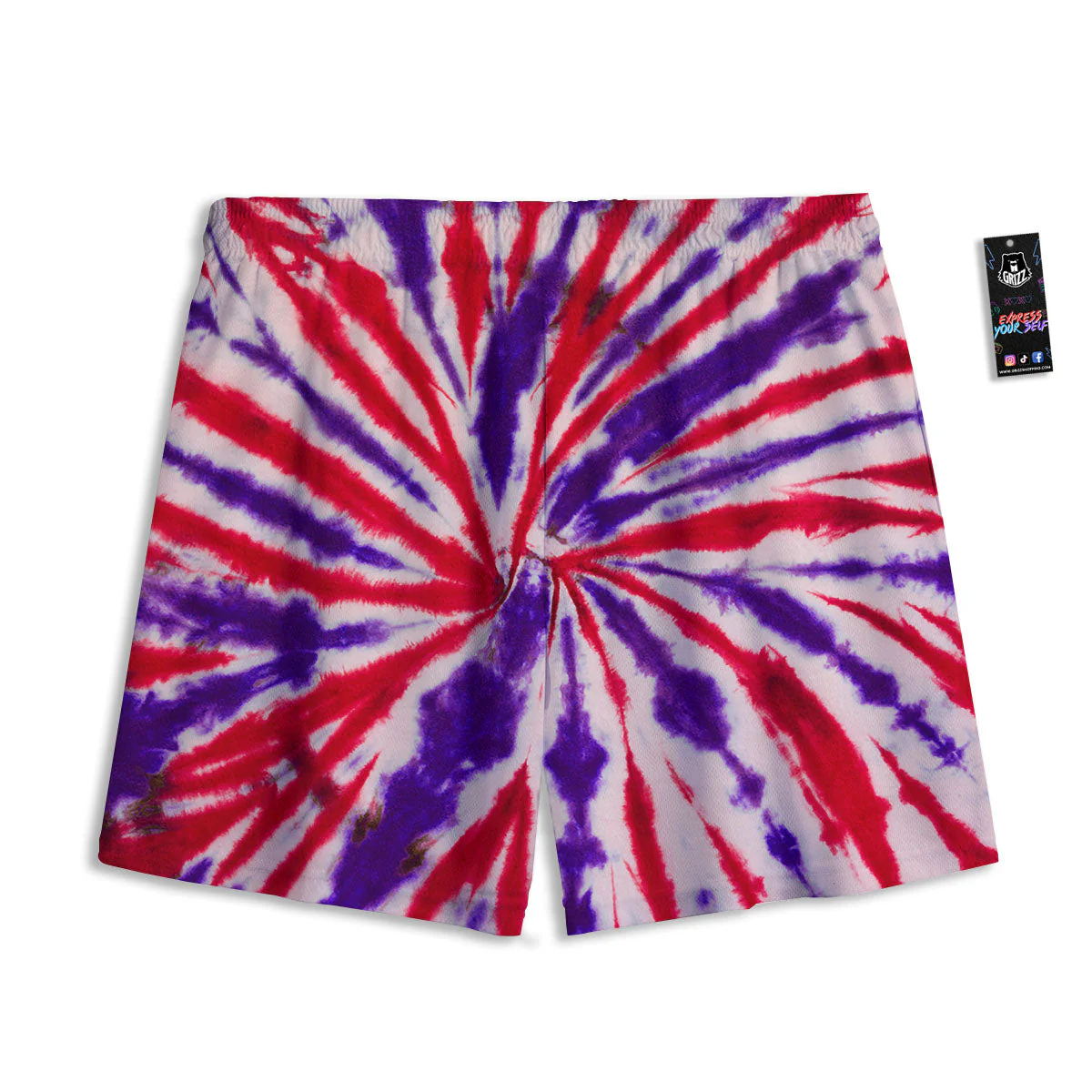 Tie Dye Spider Red And Purple Print Mesh Shorts - Image 2