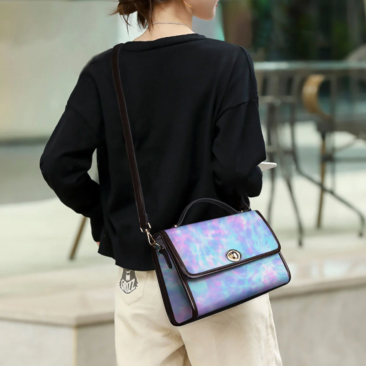 Tie Dye Teal And Pink Print Women's Satchel Bag - Image 3