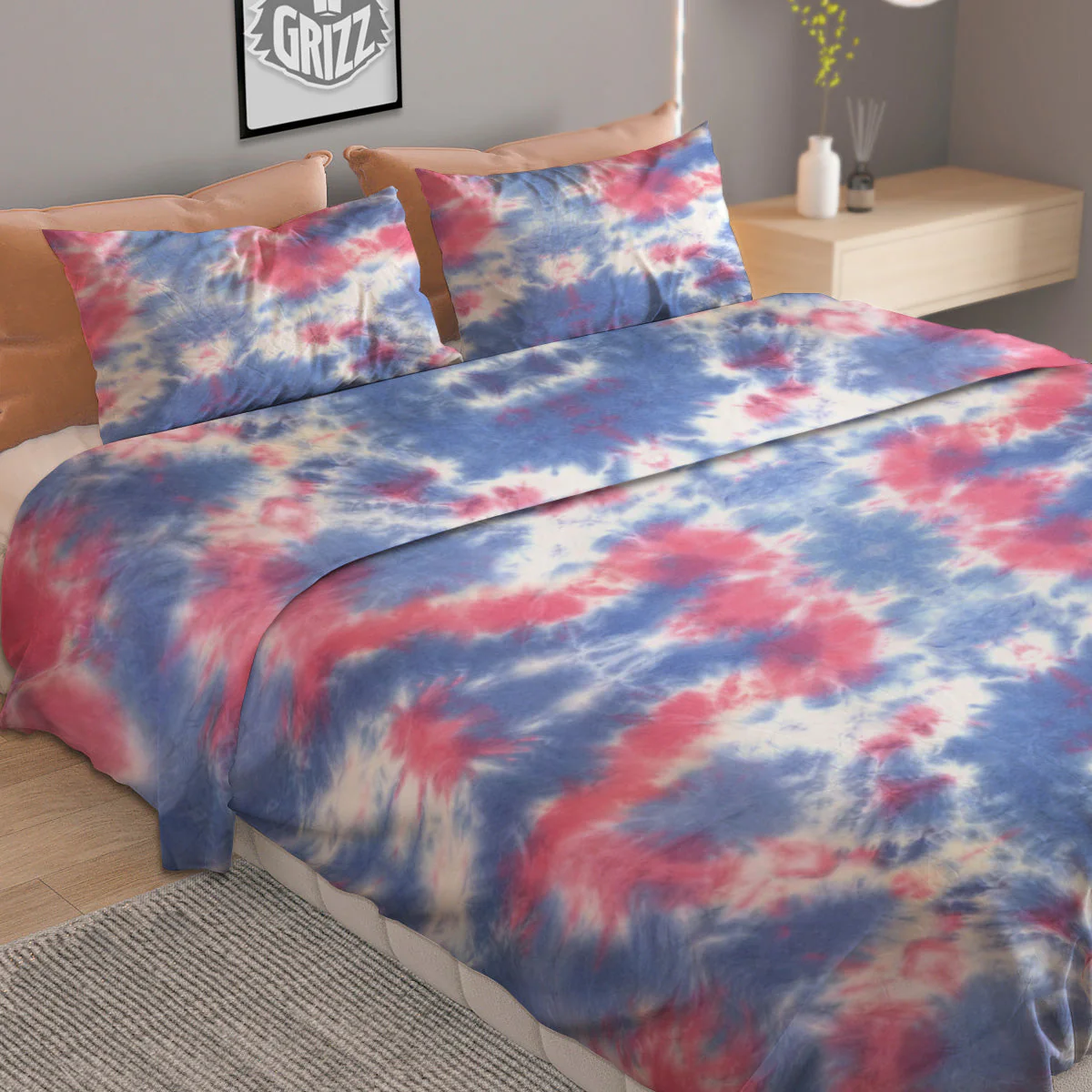 Tie Dye Two Tone Print Pattern Duvet Cover Bedding Set - Image 2