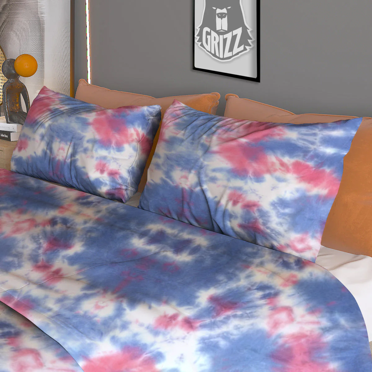 Tie Dye Two Tone Print Pattern Duvet Cover Bedding Set - Image 3