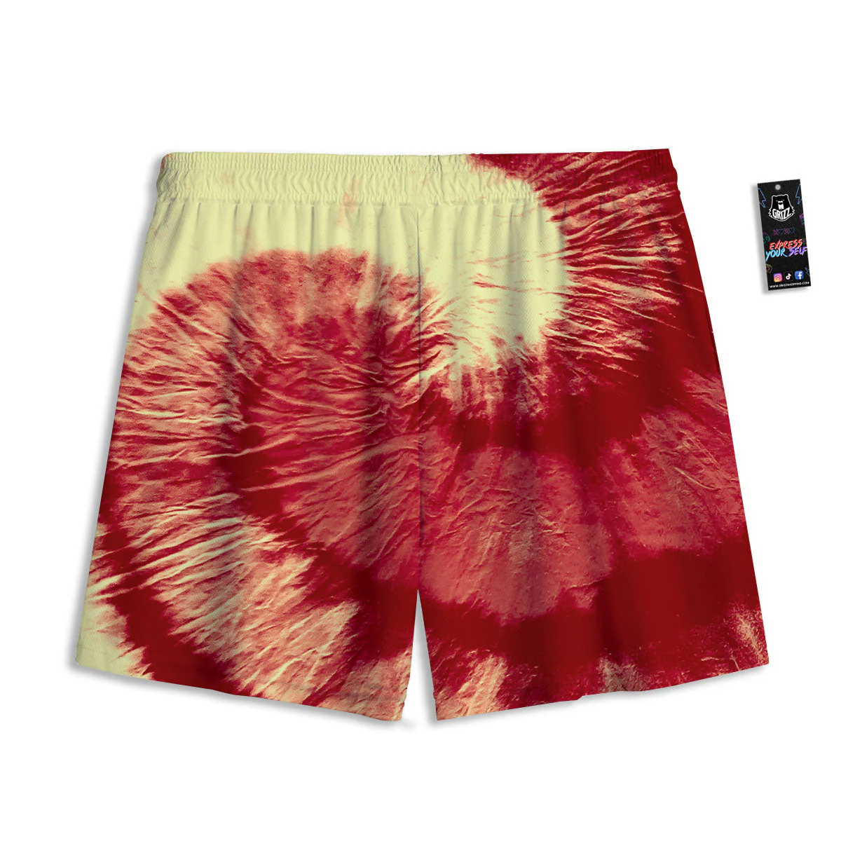 Tie Dye Yellow And Red Spider Print Mesh Shorts - Image 2