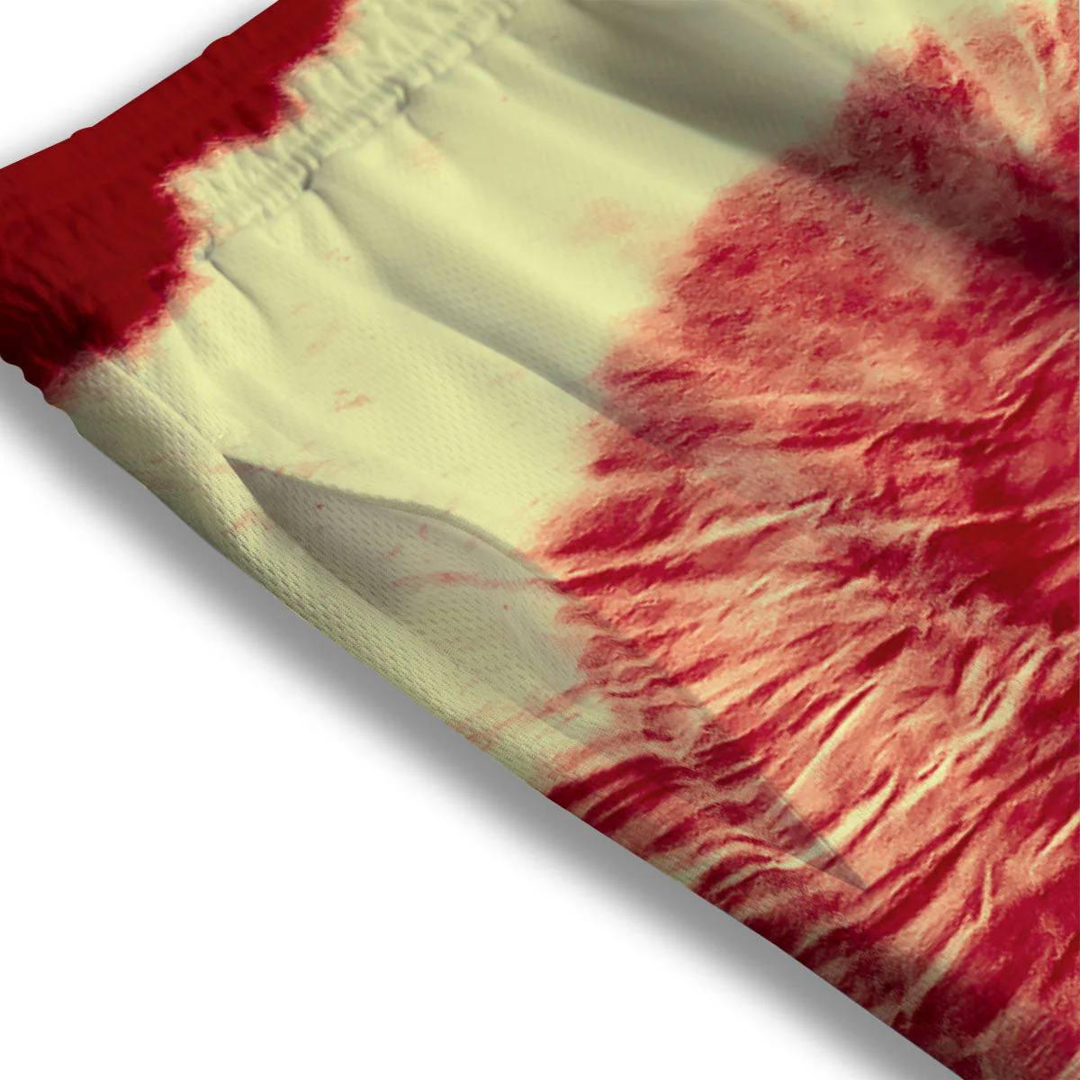 Tie Dye Yellow And Red Spider Print Mesh Shorts - Image 3