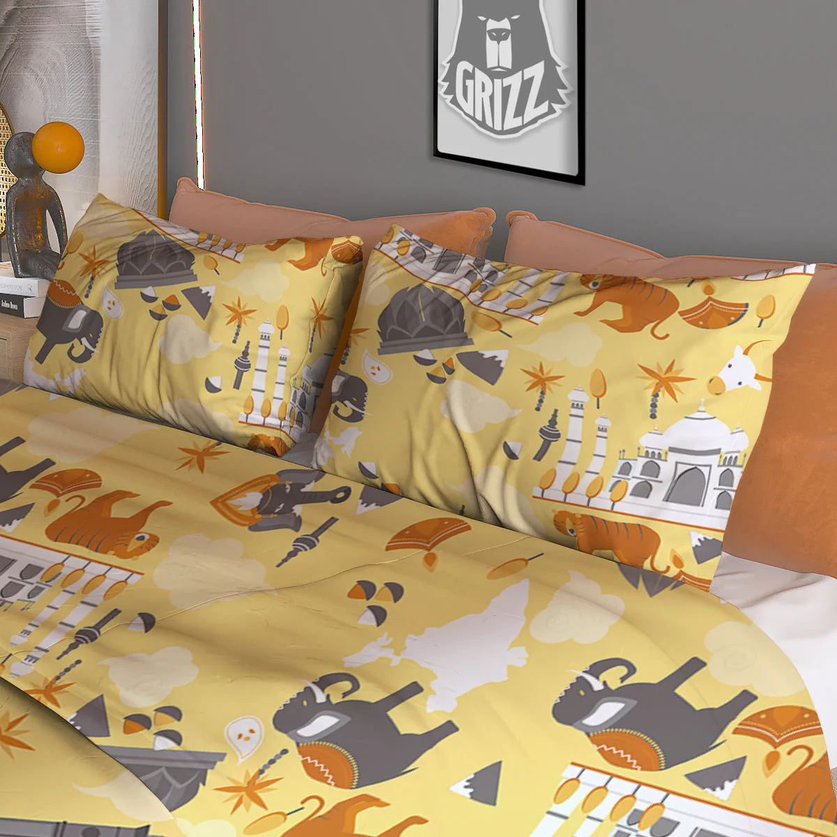Tiger And Asian Elephant Print Duvet Cover Bedding Set - Image 3