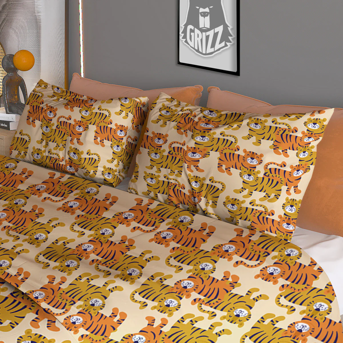 Tiger Cute Print Pattern Duvet Cover Bedding Set - Image 3