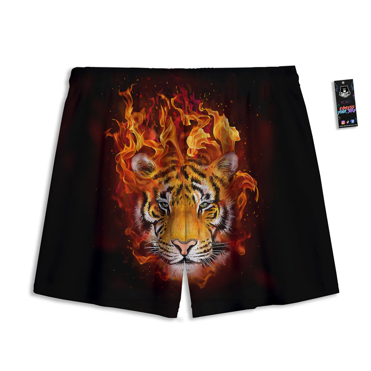 Tiger Flame Print Mesh Shorts - Image 2