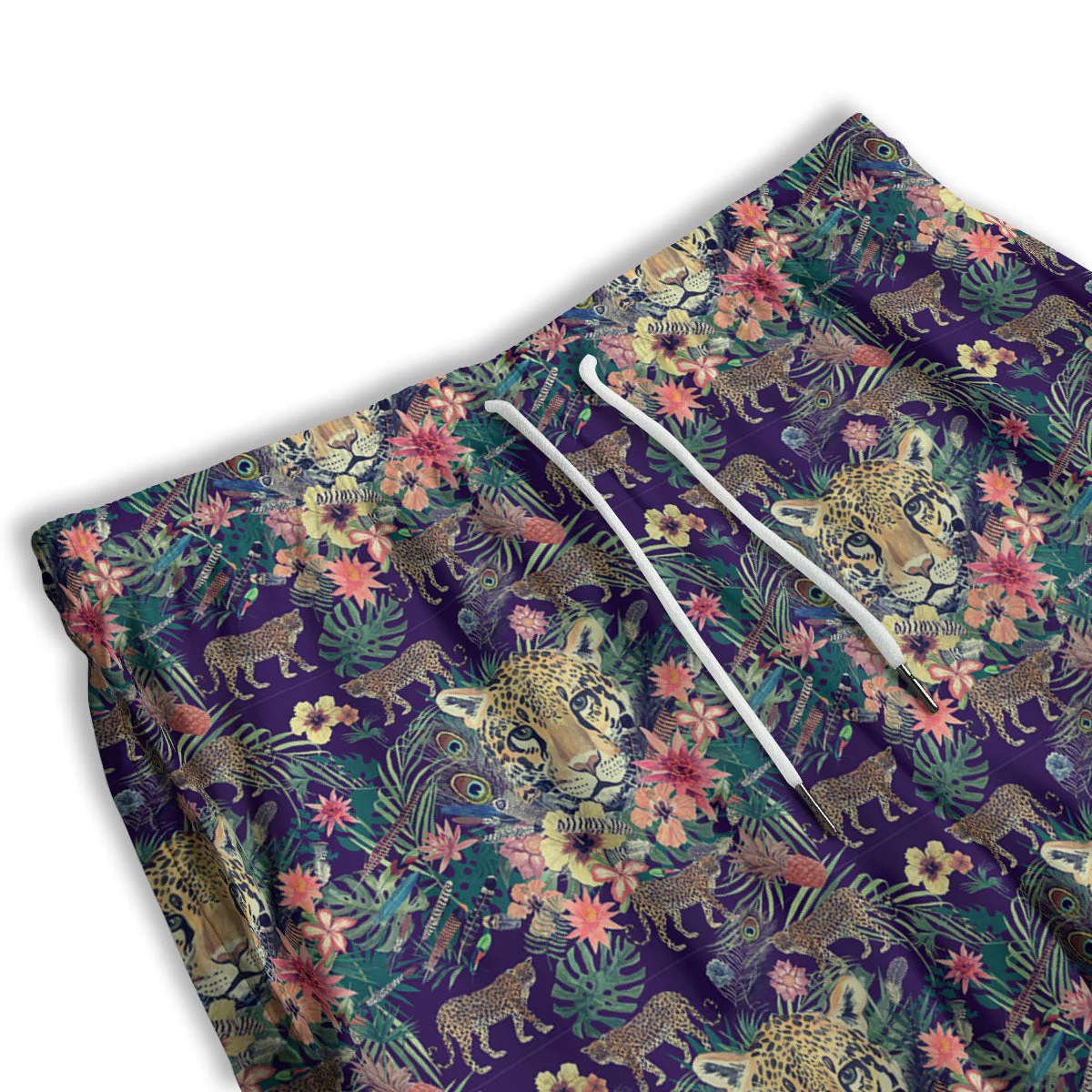 Tiger Flower And Print Pattern Men's Athletic Shorts - Image 3
