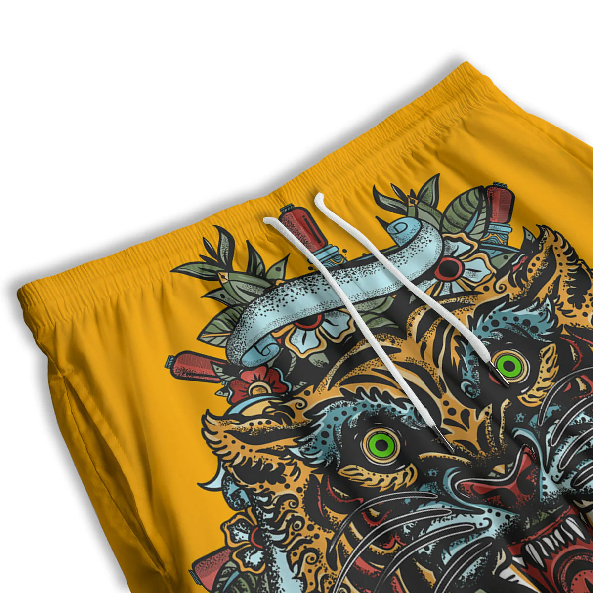 Tiger Head Tattoo Print Men's Athletic Shorts - Image 3