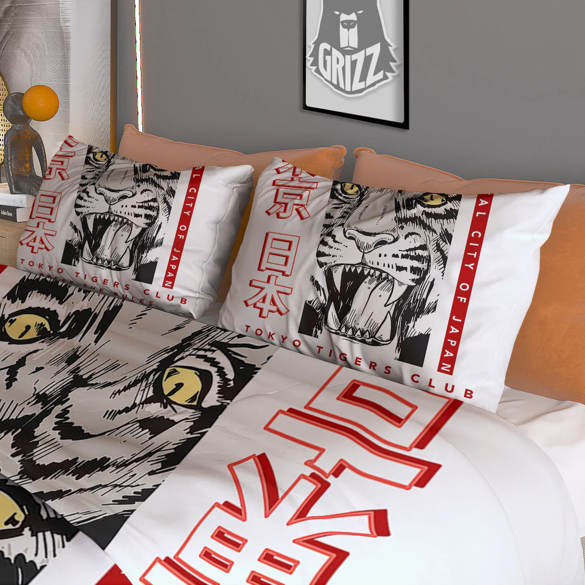 Tiger Japanese Style Print Duvet Cover Bedding Set - Image 3