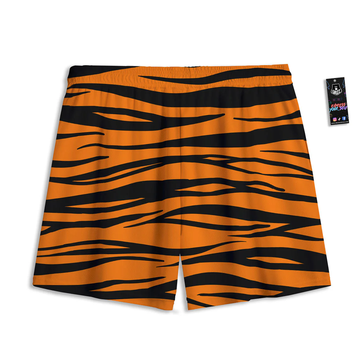 Tiger Stripe Black And Orange Print Mesh Shorts - Image 2