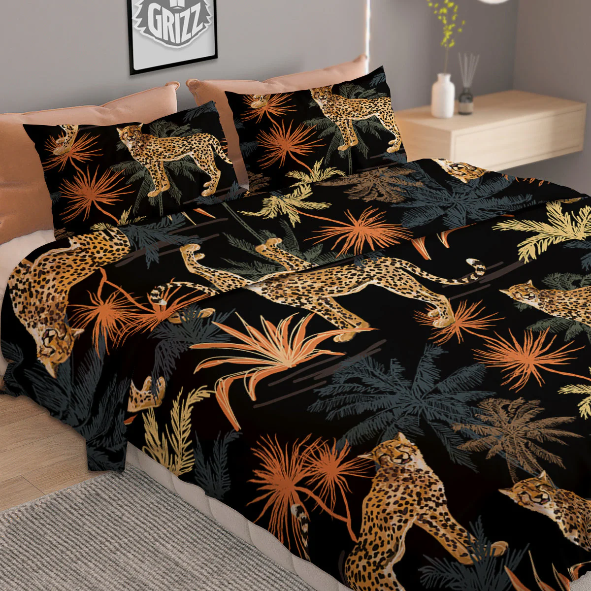 Tiger Watercolor Print Pattern Duvet Cover Bedding Set - Image 2