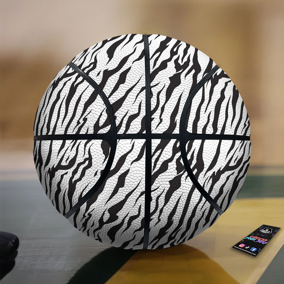 Tiger White And Black Print Pattern Basketball
