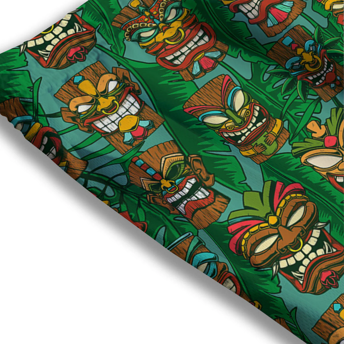 Tiki Hawaiian Print Pattern Mesh Shorts - Image 3