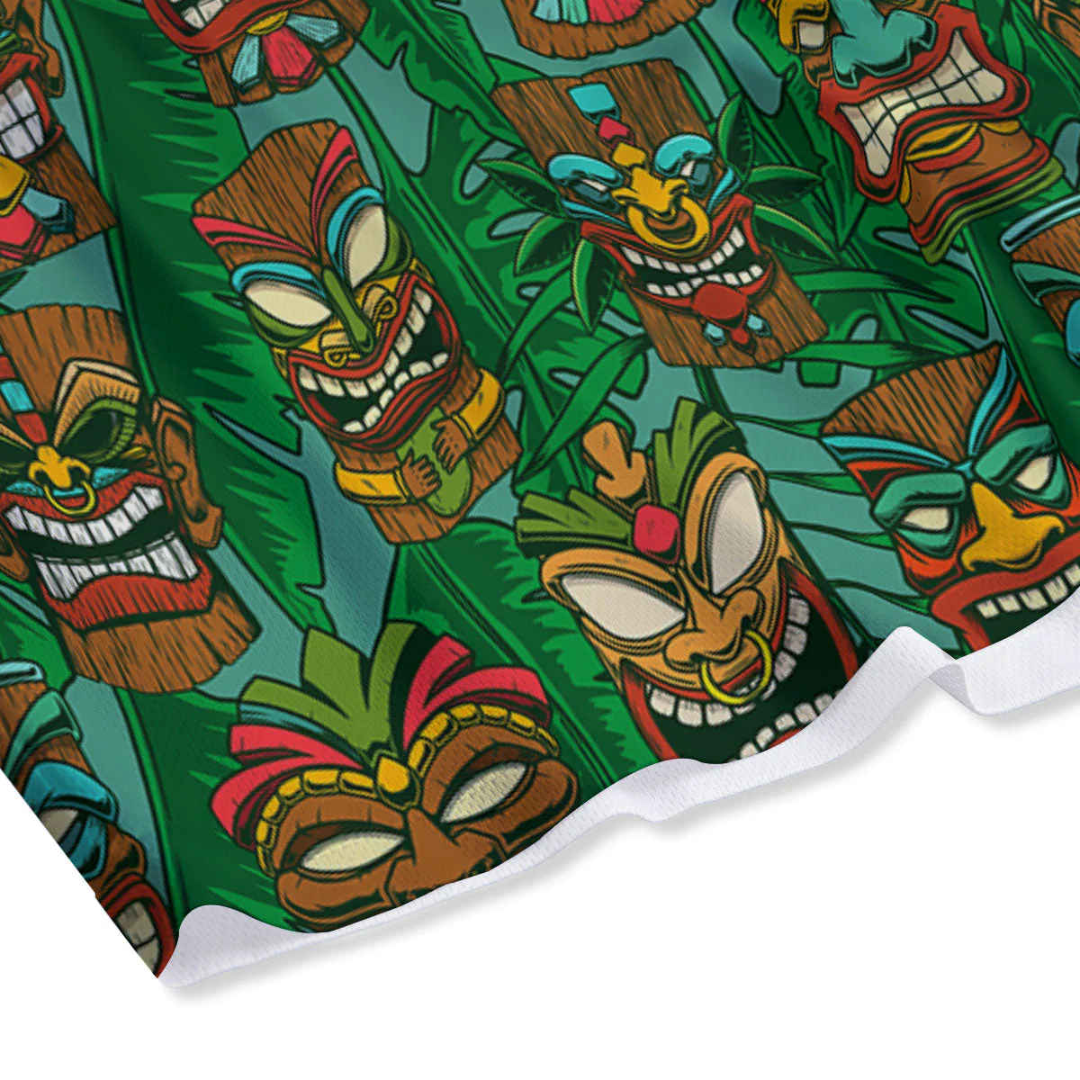 Tiki Hawaiian Print Pattern Mesh Shorts - Image 4