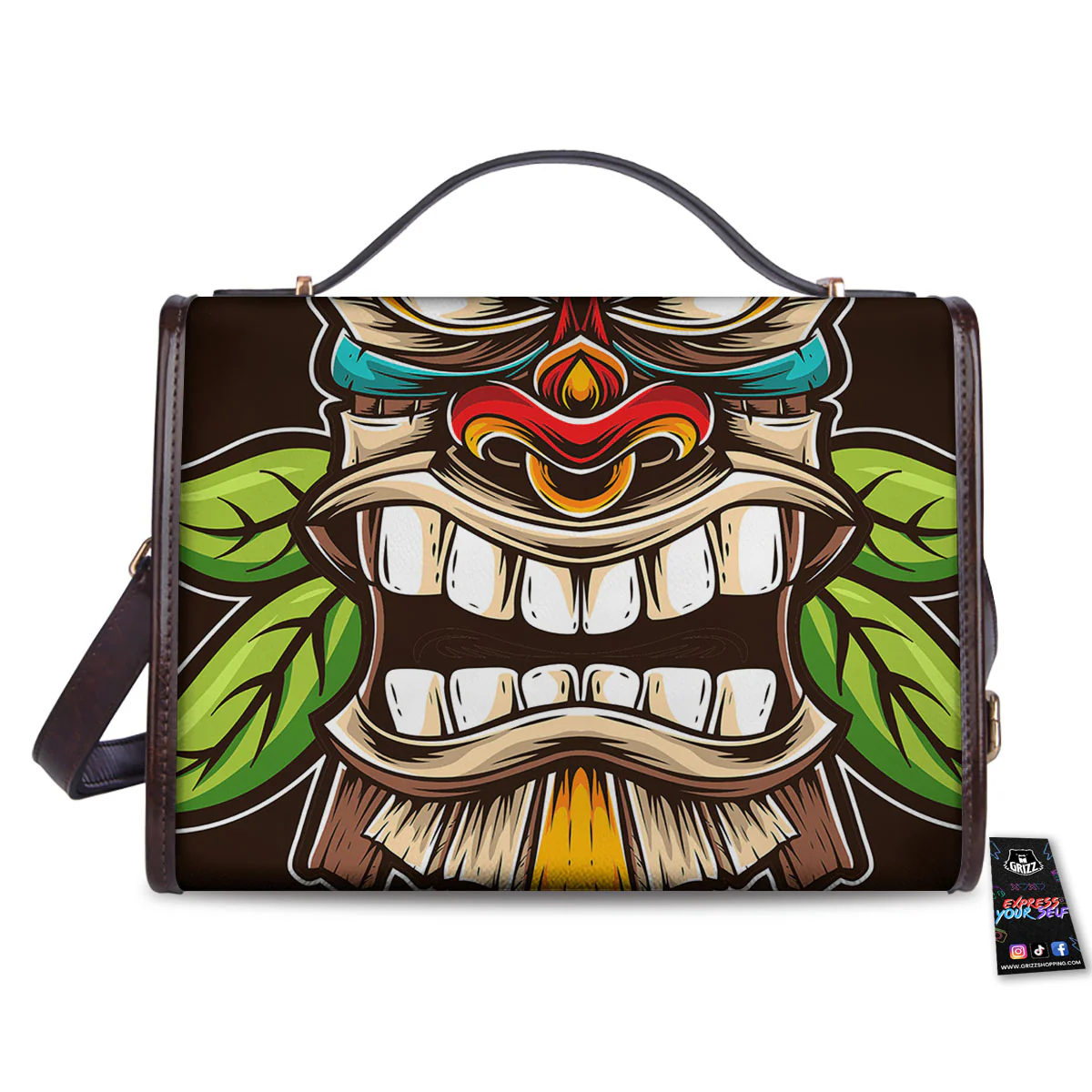 Tiki Hawaiian Print Women's Satchel Bag - Image 2