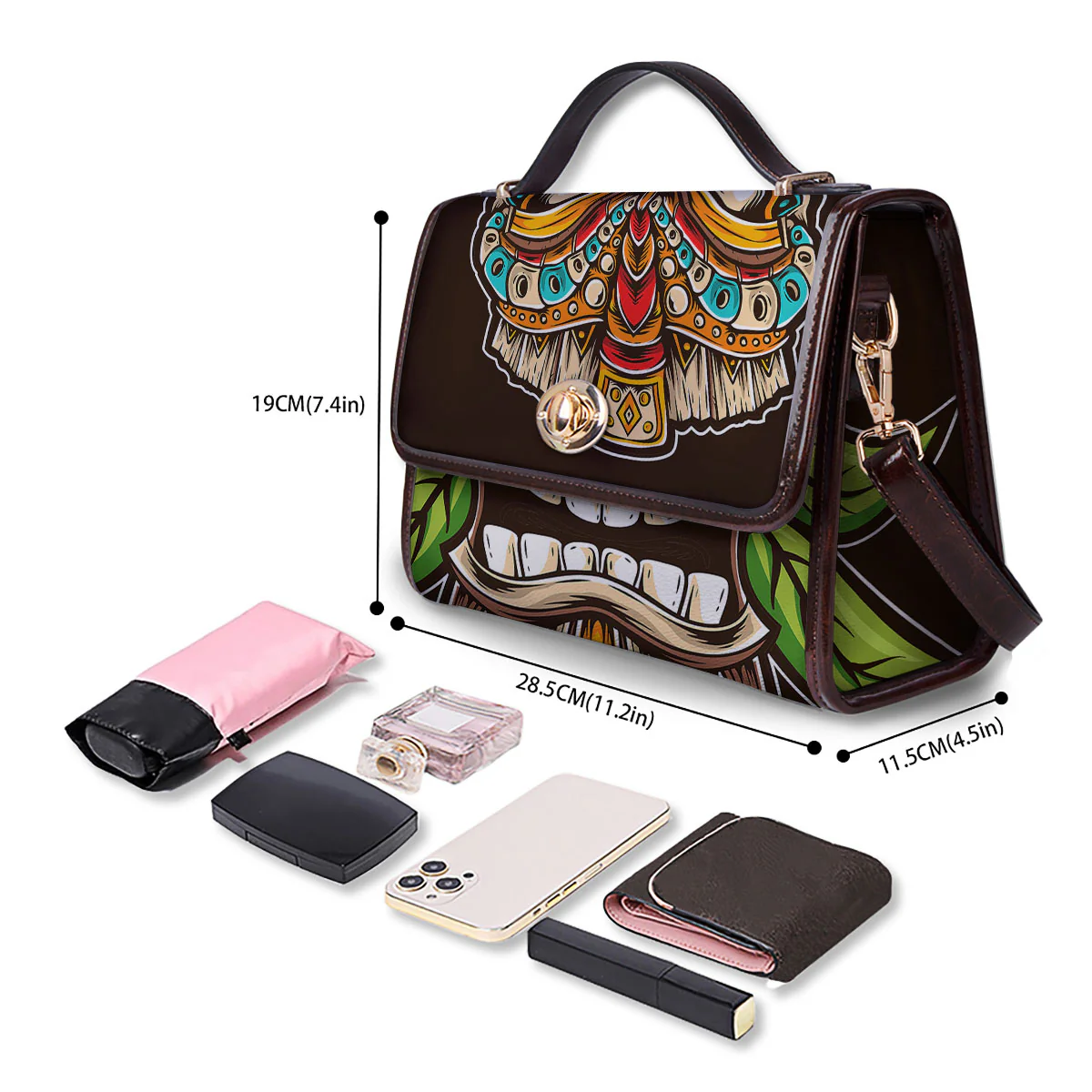 Tiki Hawaiian Print Women's Satchel Bag - Image 4