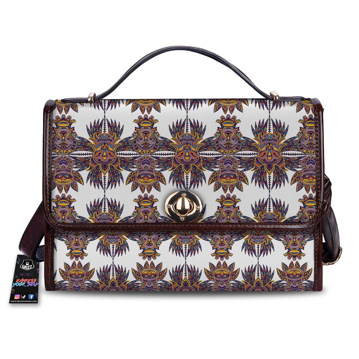 Tiki Mask Ornament Print Pattern Women's Satchel Bag