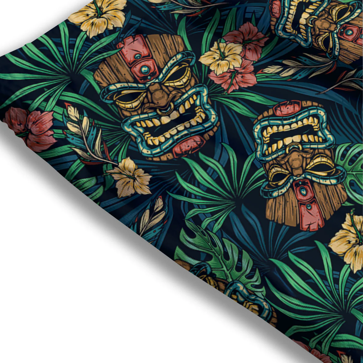Tiki Tropical Print Pattern Mesh Shorts - Image 3