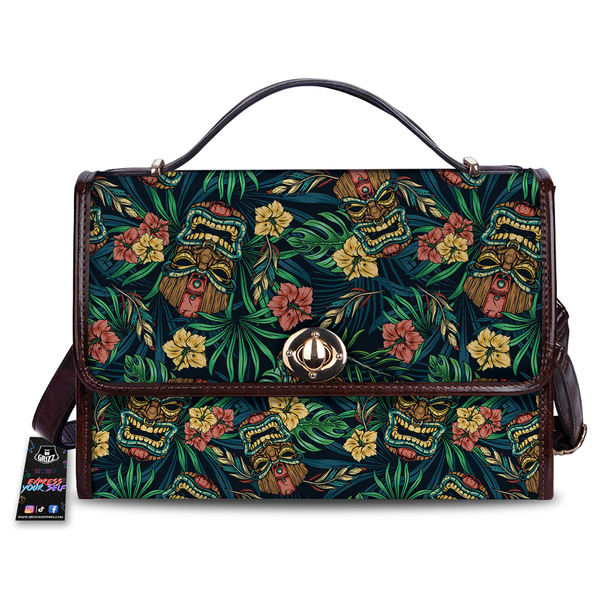 Tiki Tropical Print Pattern Women's Satchel Bag
