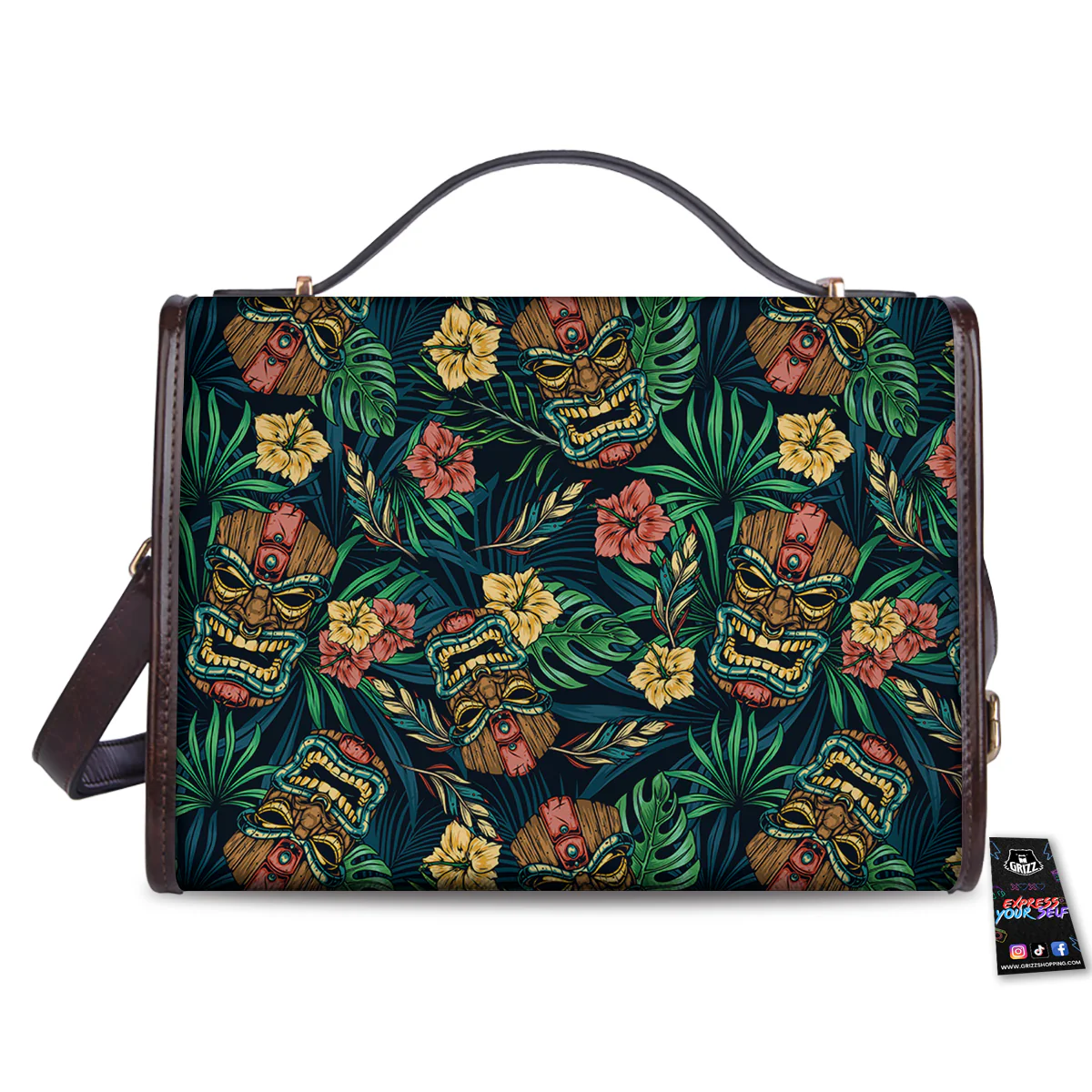 Tiki Tropical Print Pattern Women's Satchel Bag - Image 2