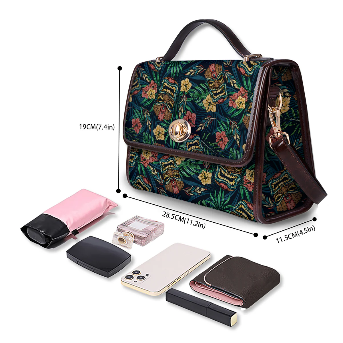 Tiki Tropical Print Pattern Women's Satchel Bag - Image 4