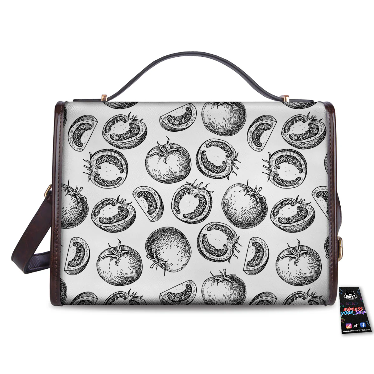 Tomato Hand Drawn Print Pattern Women's Satchel Bag - Image 2