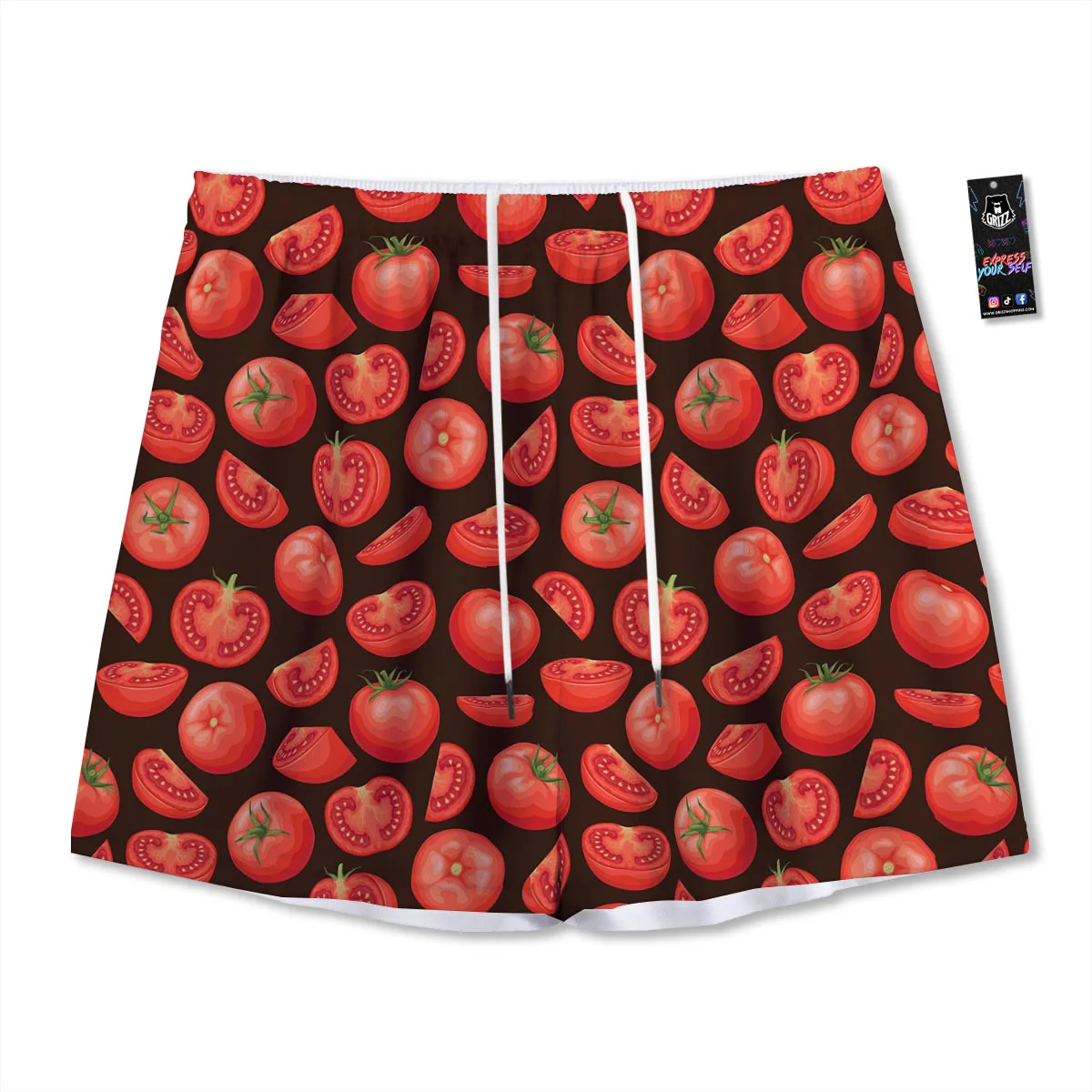 Tomatoes Red Print Pattern Mesh Shorts