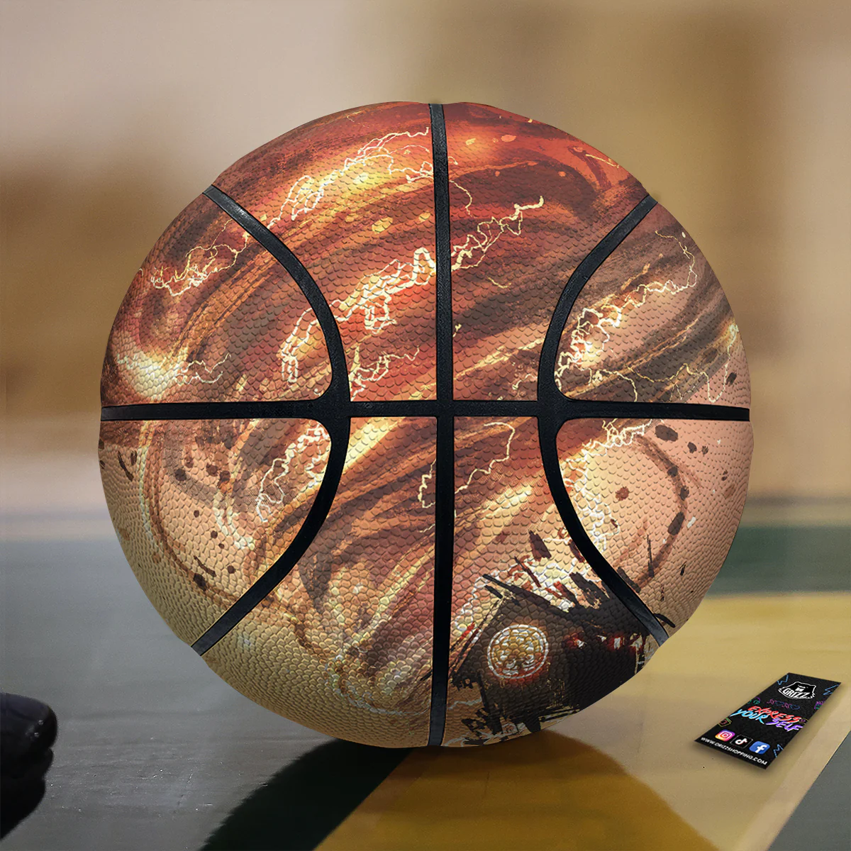 Tornado Destroy Watercolor Print Basketball