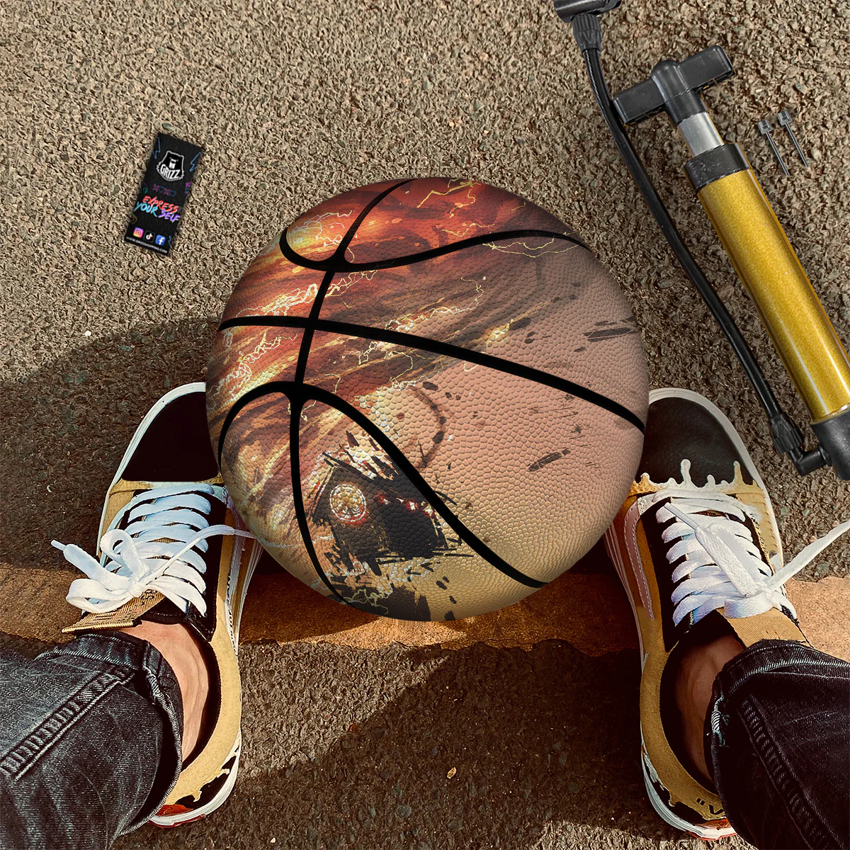 Tornado Destroy Watercolor Print Basketball - Image 2