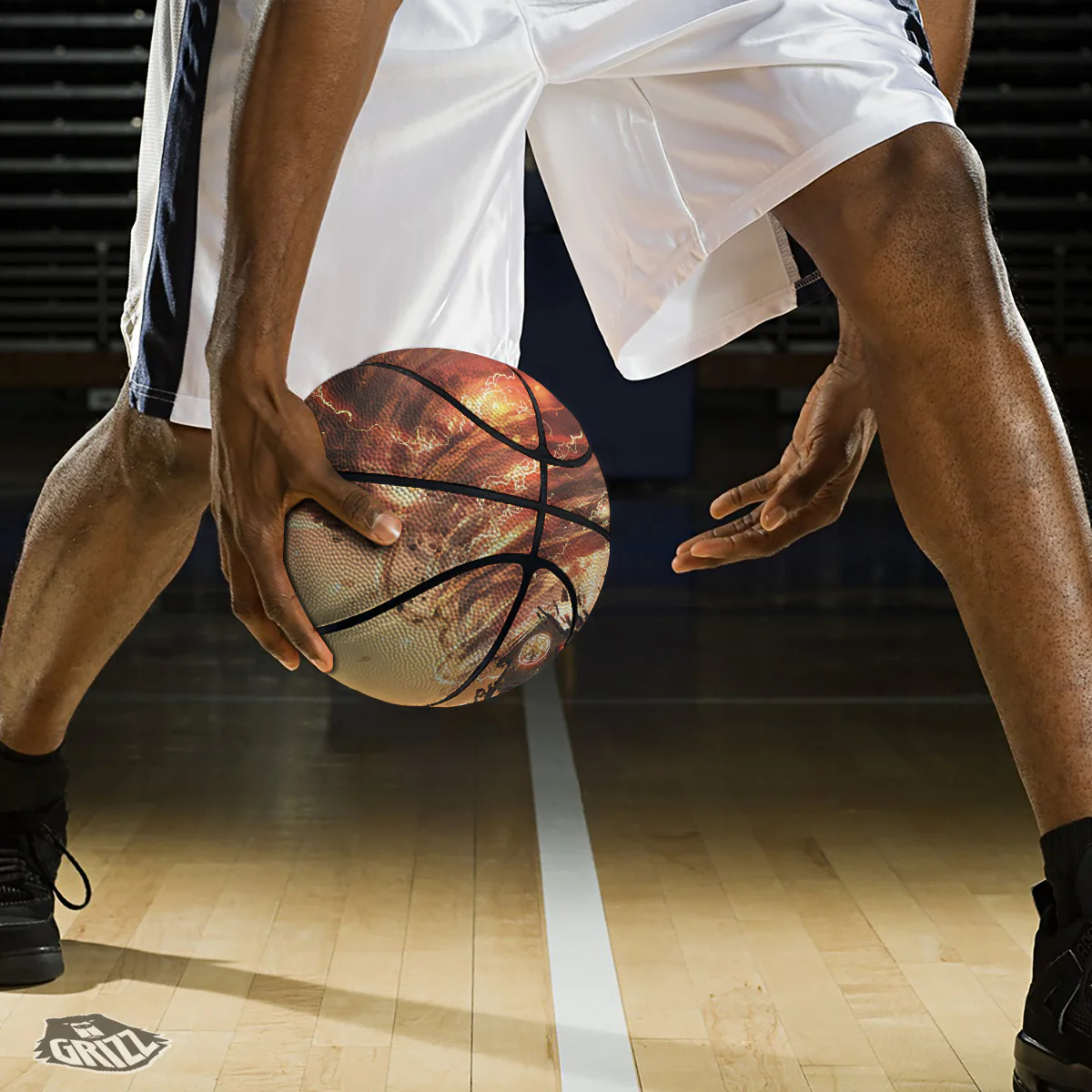 Tornado Destroy Watercolor Print Basketball - Image 3