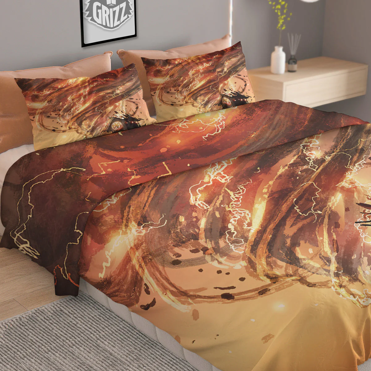 Tornado Destroy Watercolor Print Duvet Cover Bedding Set - Image 2