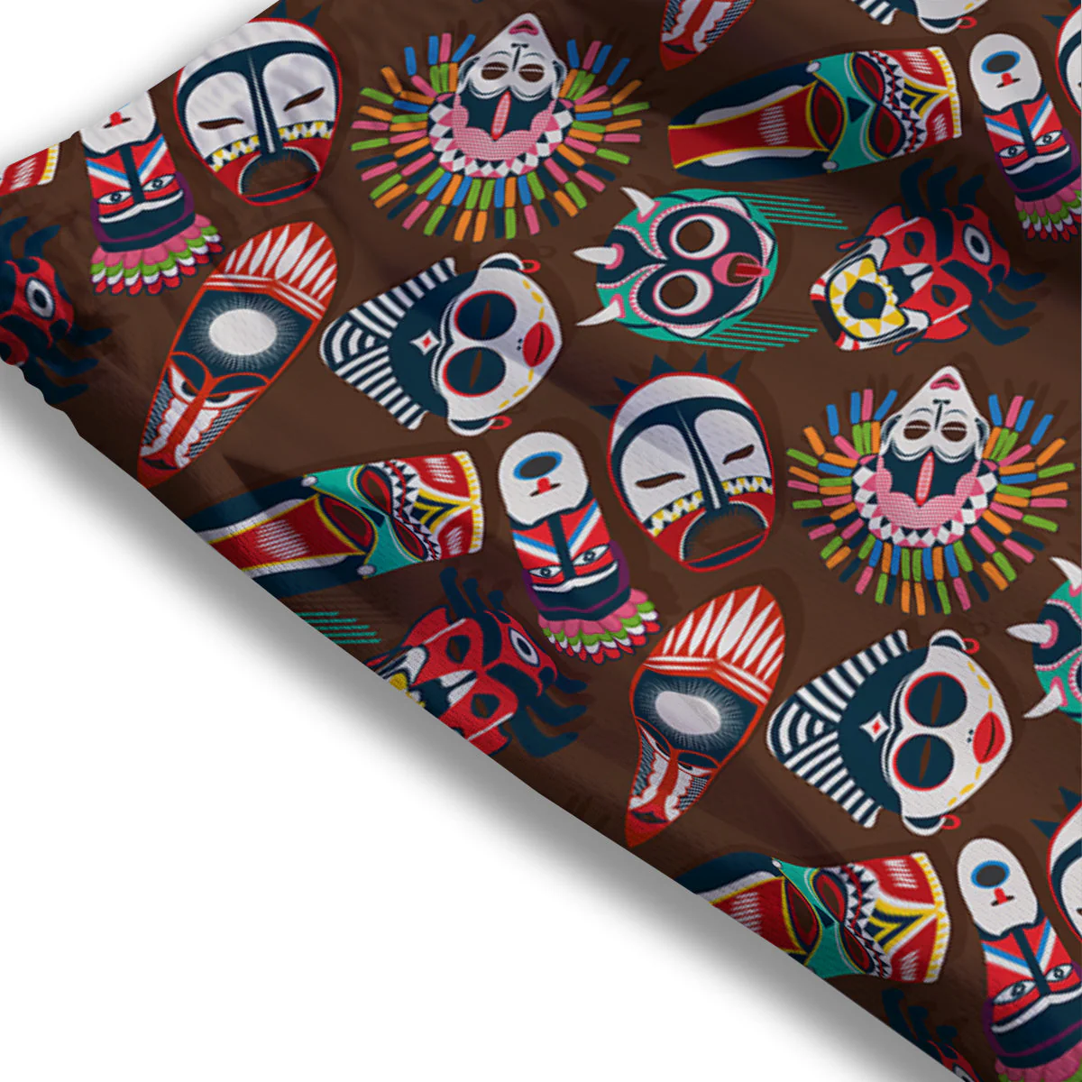 Totem And Mask African Print Pattern Mesh Shorts - Image 3