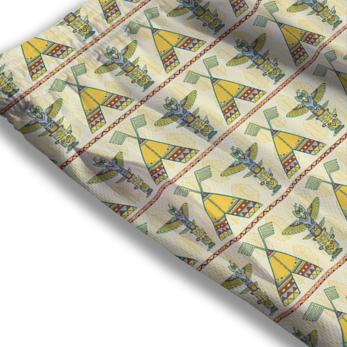 Totem Native Print Pattern Mesh Shorts - Image 3