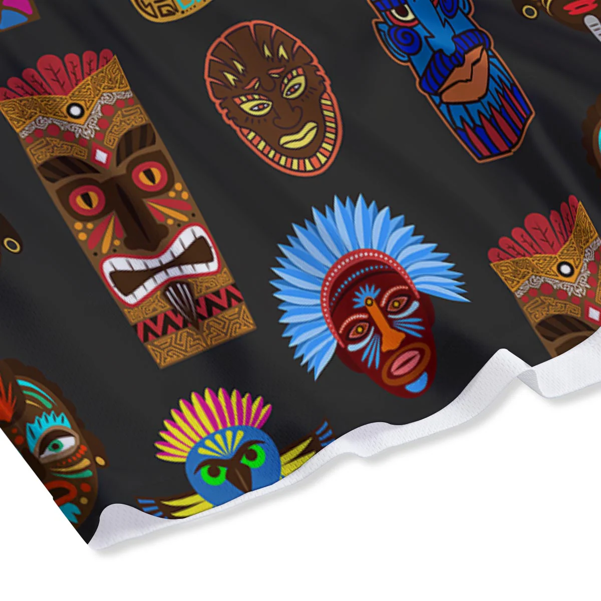 Totem Tiki Print Pattern Mesh Shorts - Image 4