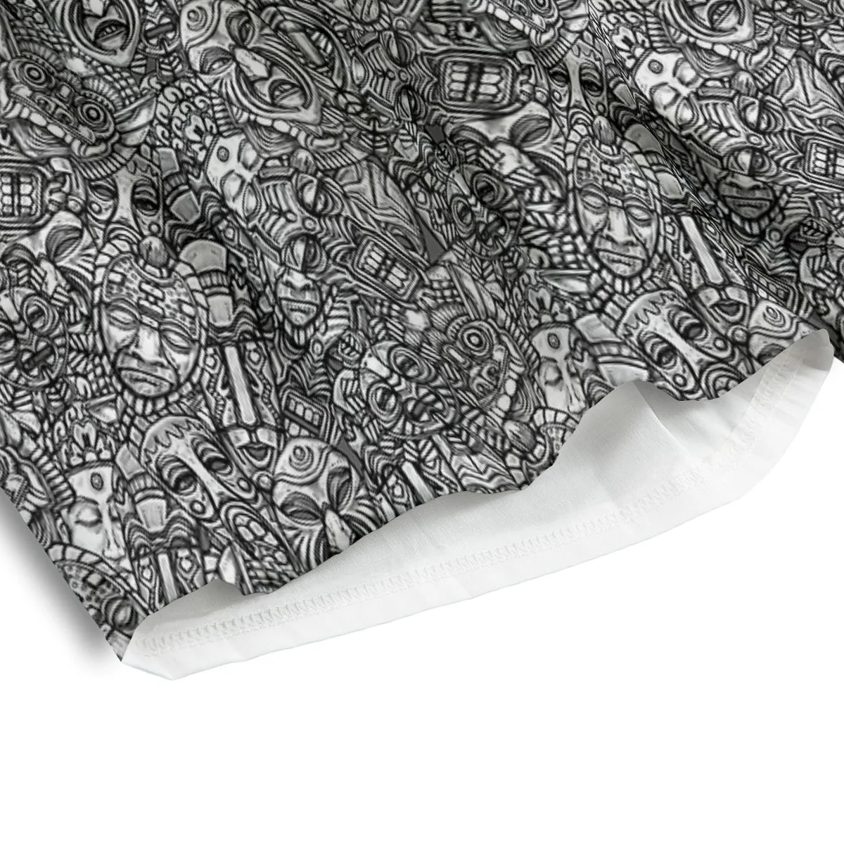 Totem White And Grey Print Pattern Men's Athletic Shorts - Image 4