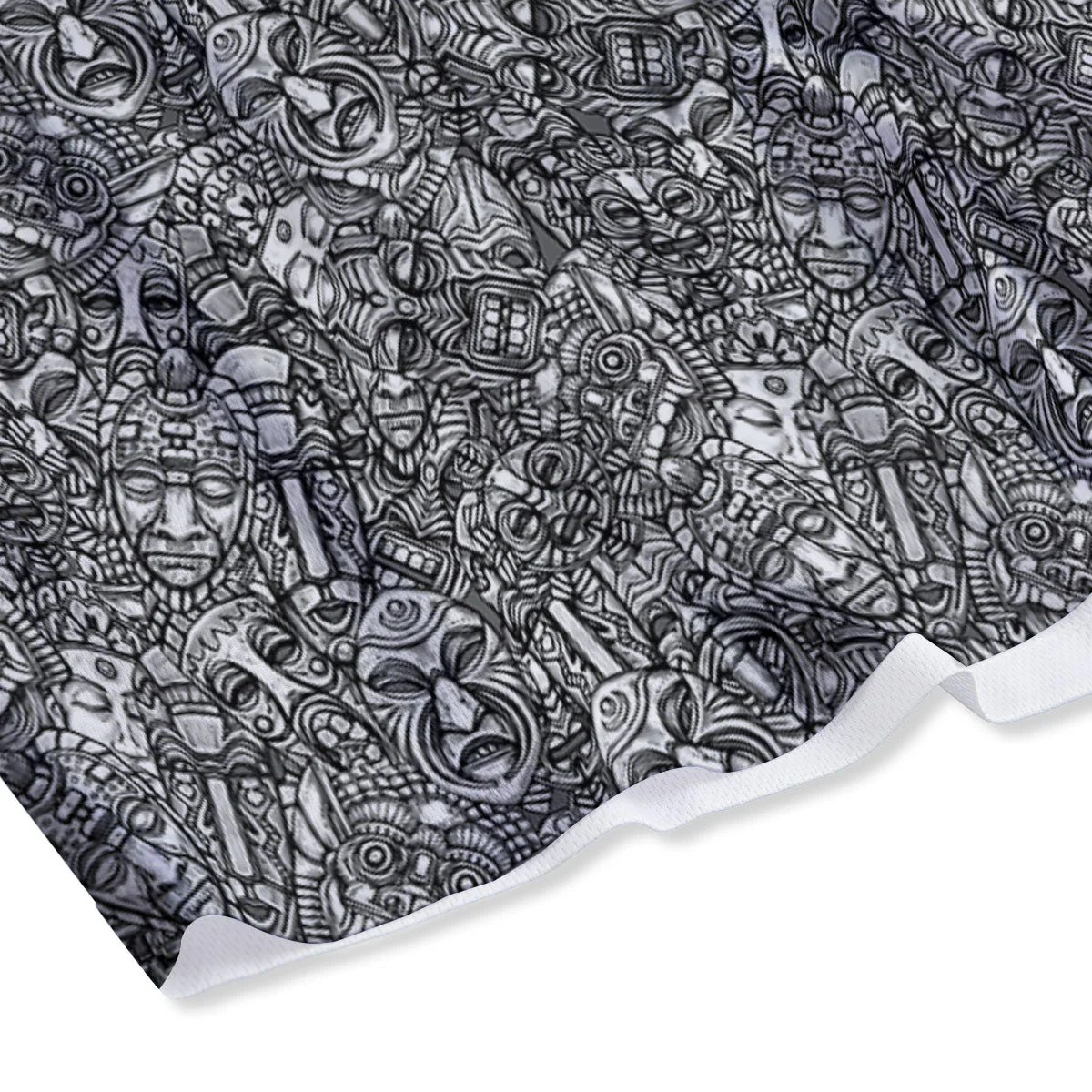 Totem White And Grey Print Pattern Mesh Shorts - Image 4