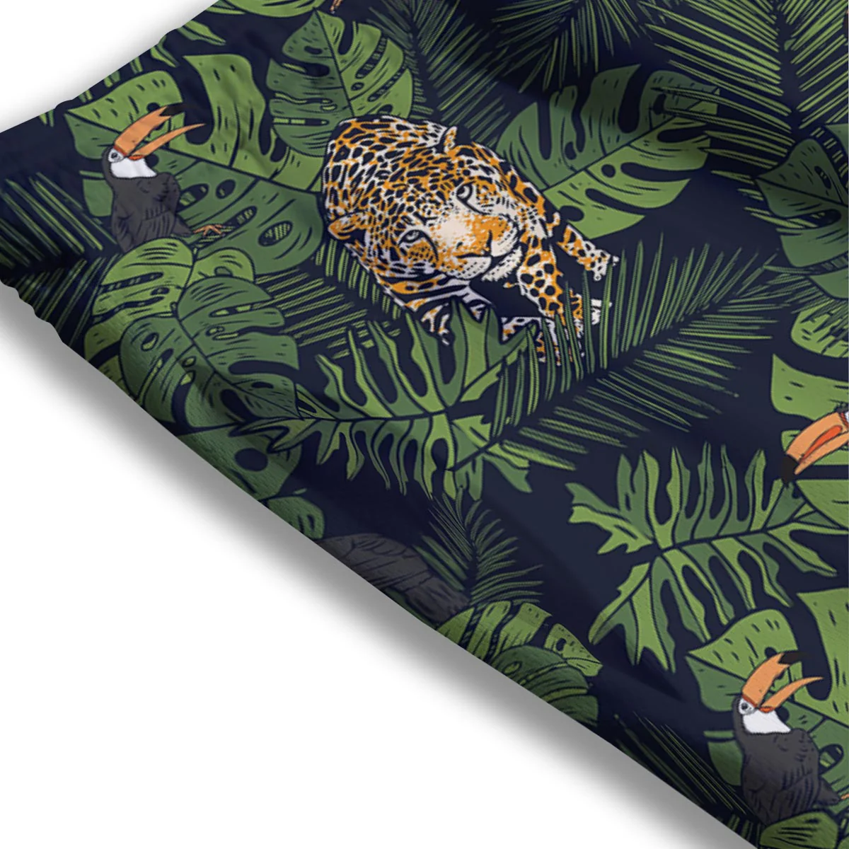 Toucan And Tiger Print Pattern Mesh Shorts - Image 3