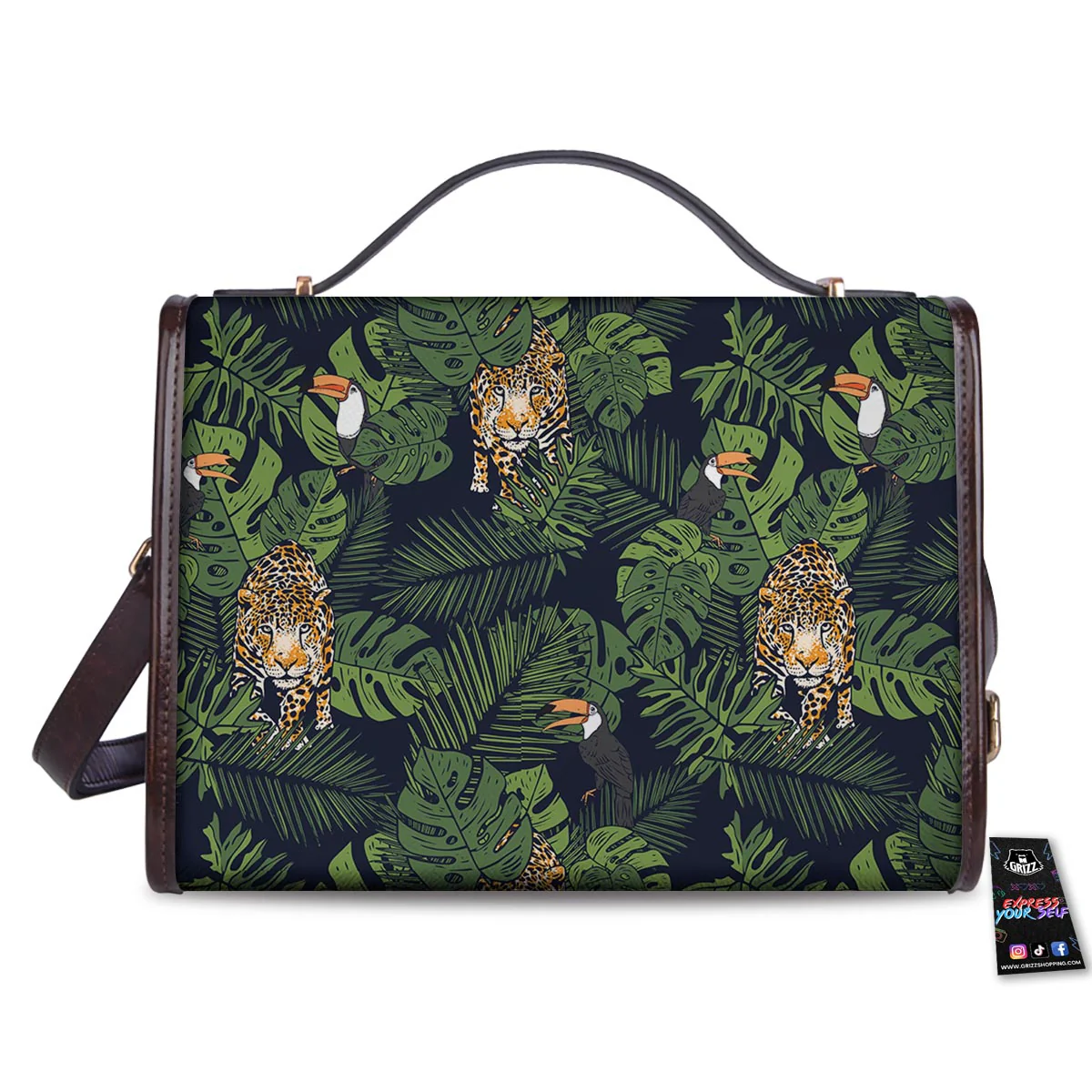 Toucan And Tiger Print Pattern Women's Satchel Bag - Image 2