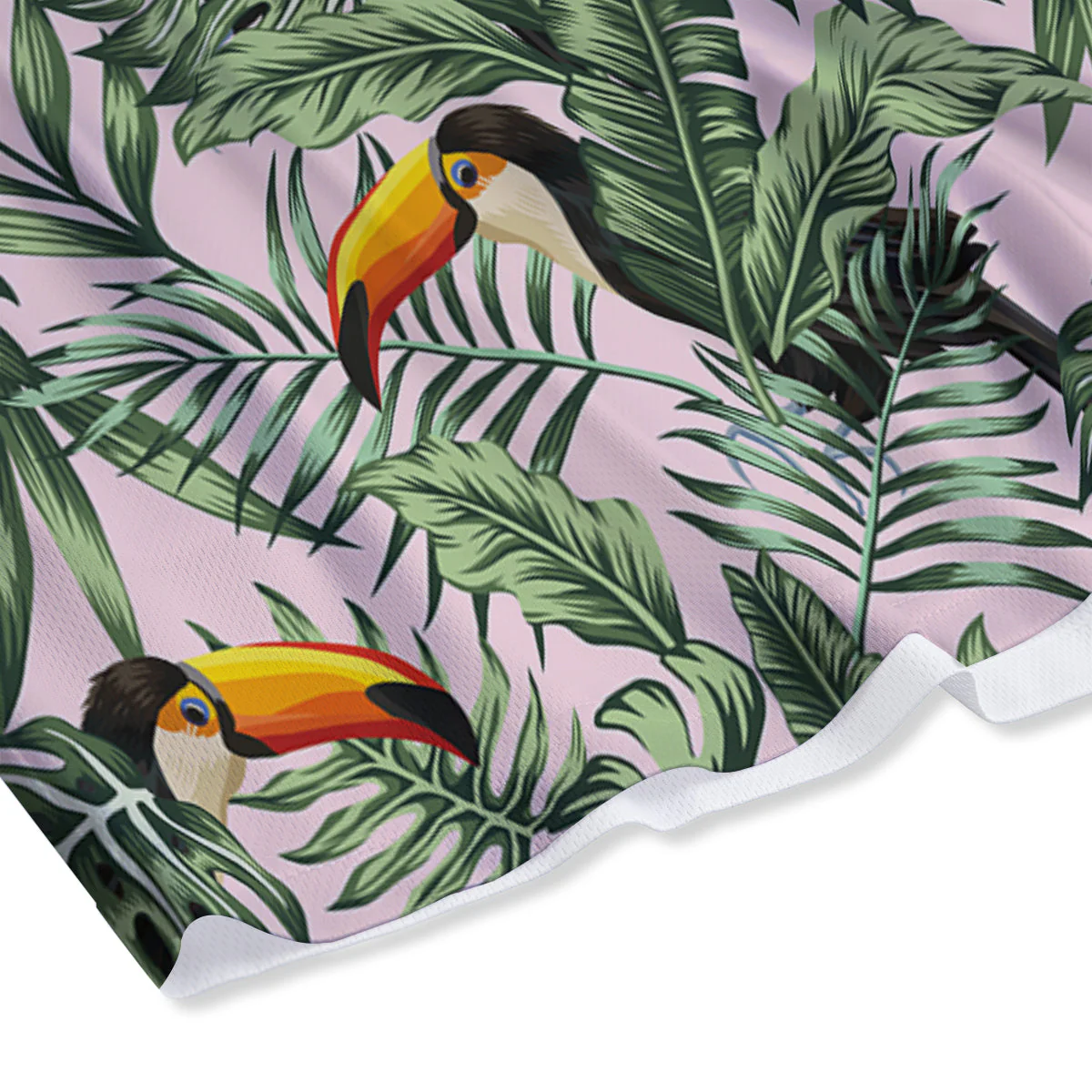 Toucan And Tropical Palm Leaf Print Mesh Shorts - Image 4