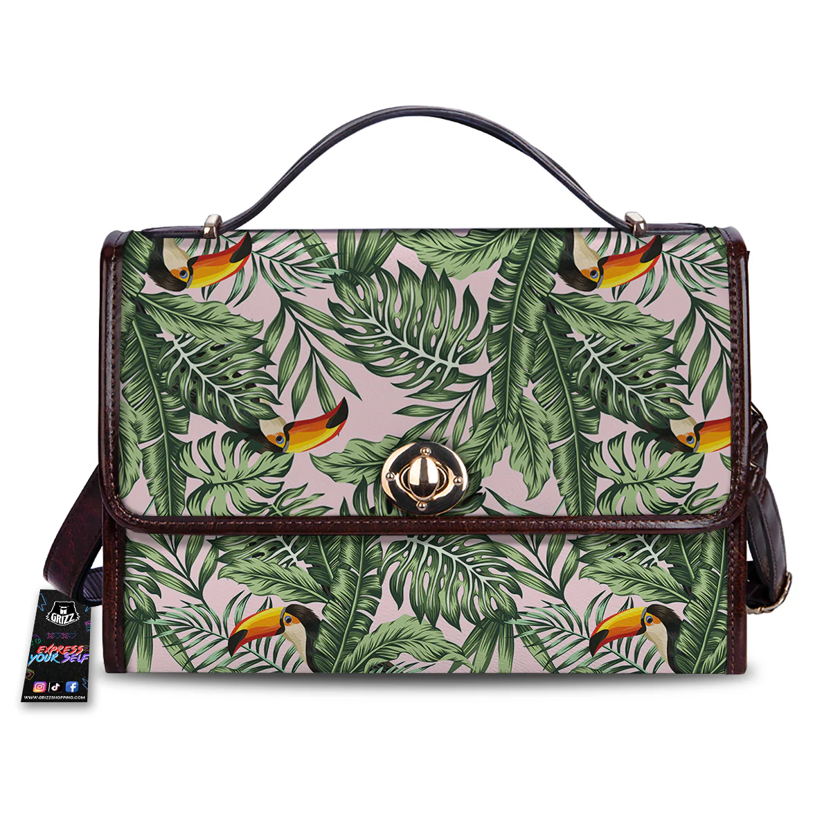 Toucan And Tropical Palm Leaf Print Women's Satchel Bag