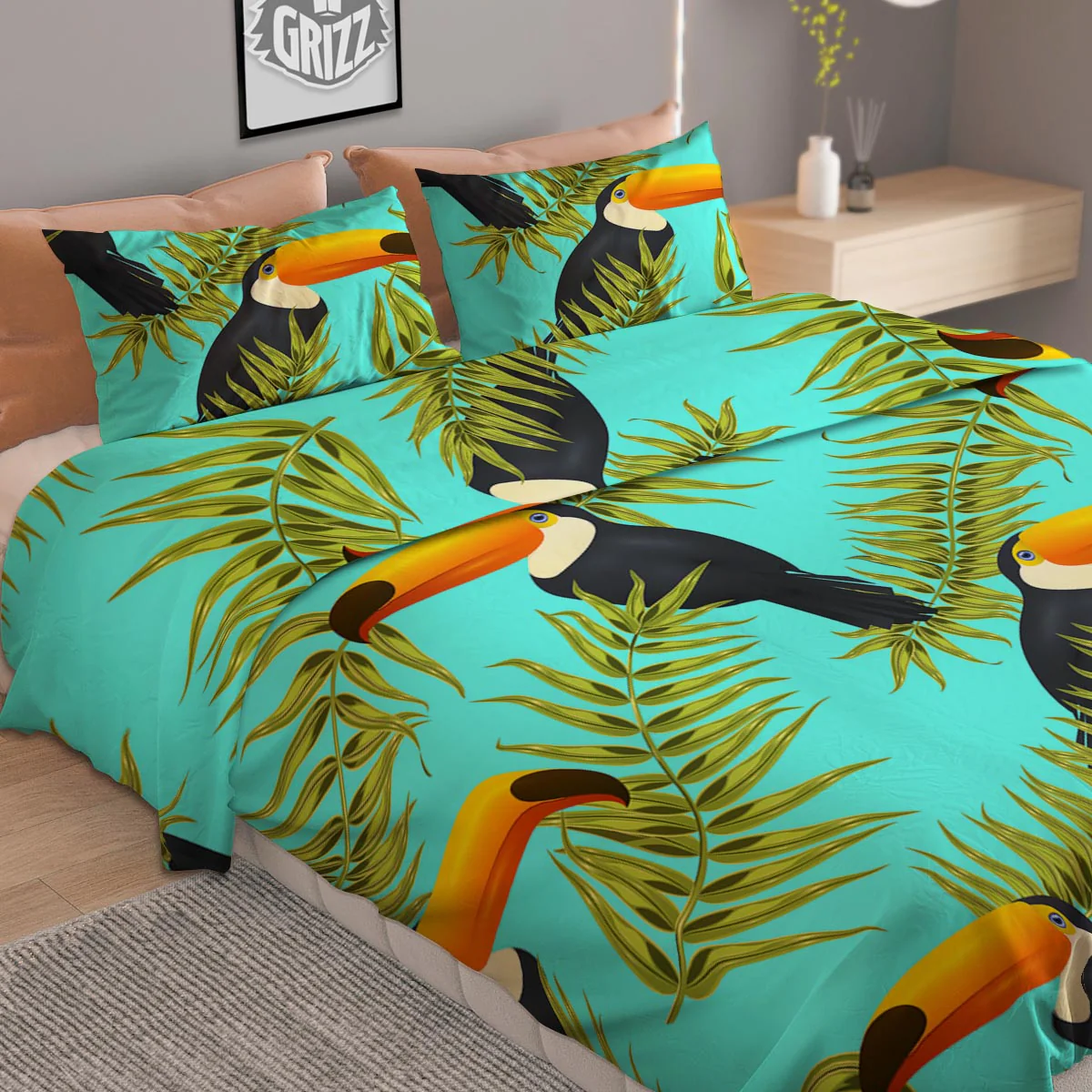 Toucan Toco Print Pattern Duvet Cover Bedding Set - Image 2