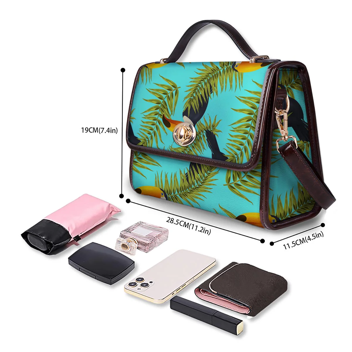 Toucan Toco Print Pattern Women's Satchel Bag - Image 4
