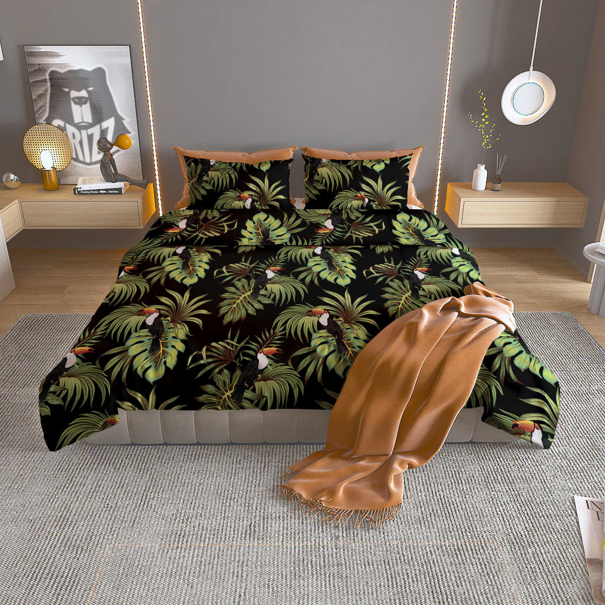 Toucan Vintage Print Pattern Duvet Cover Bedding Set
