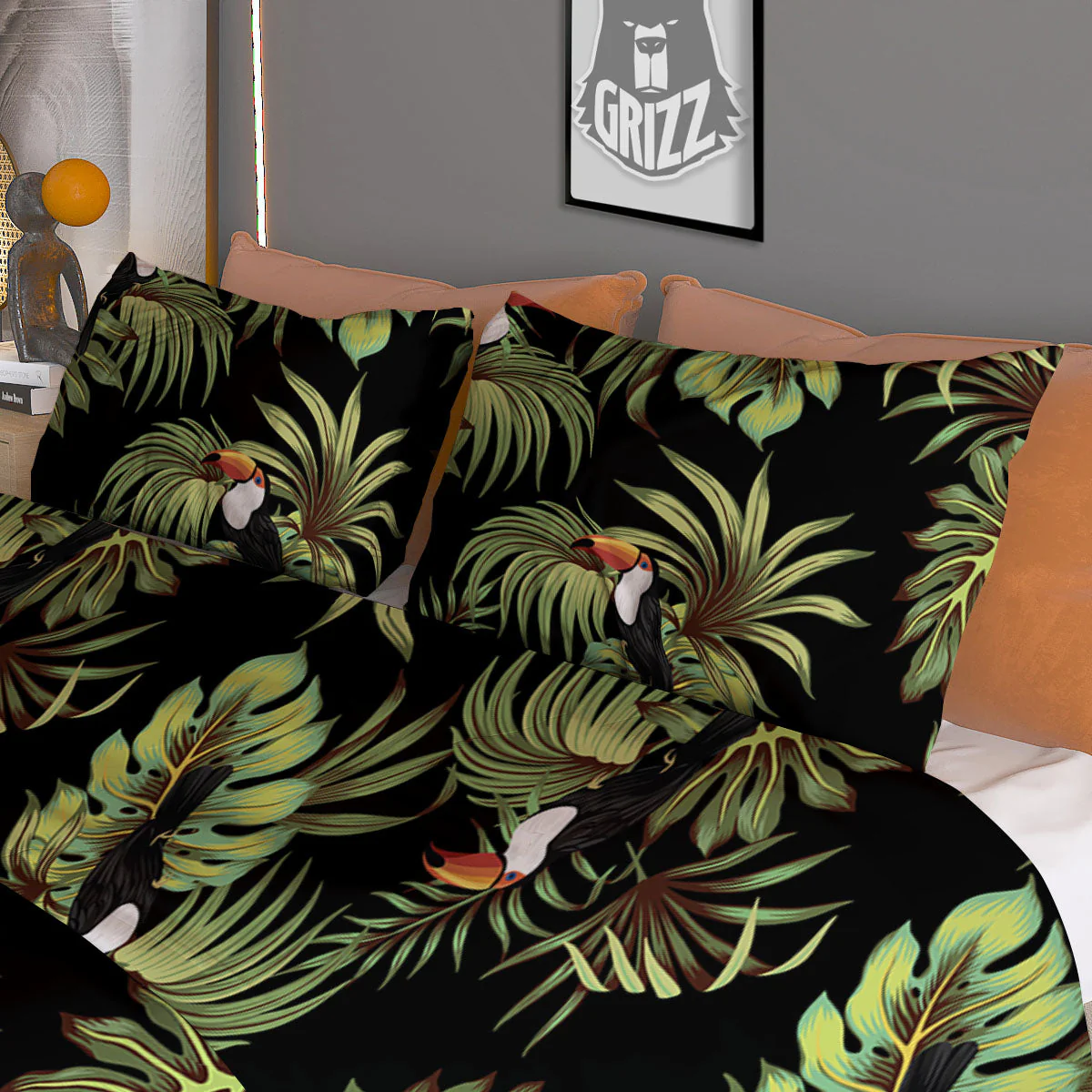 Toucan Vintage Print Pattern Duvet Cover Bedding Set - Image 3