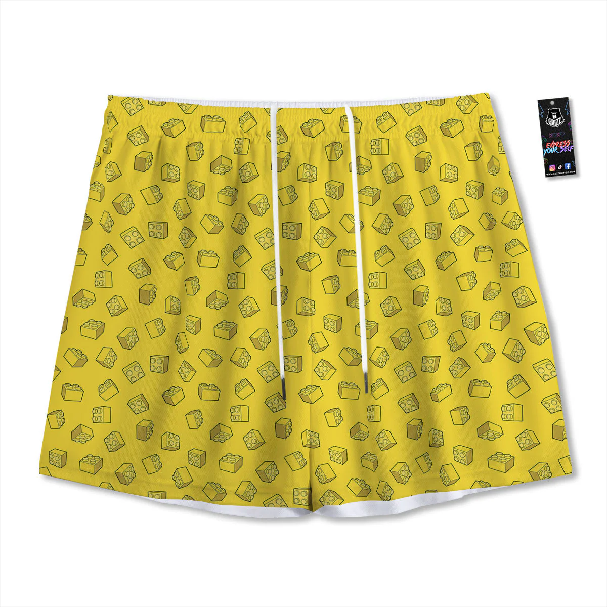 Toy Building Blocks Print Pattern Mesh Shorts