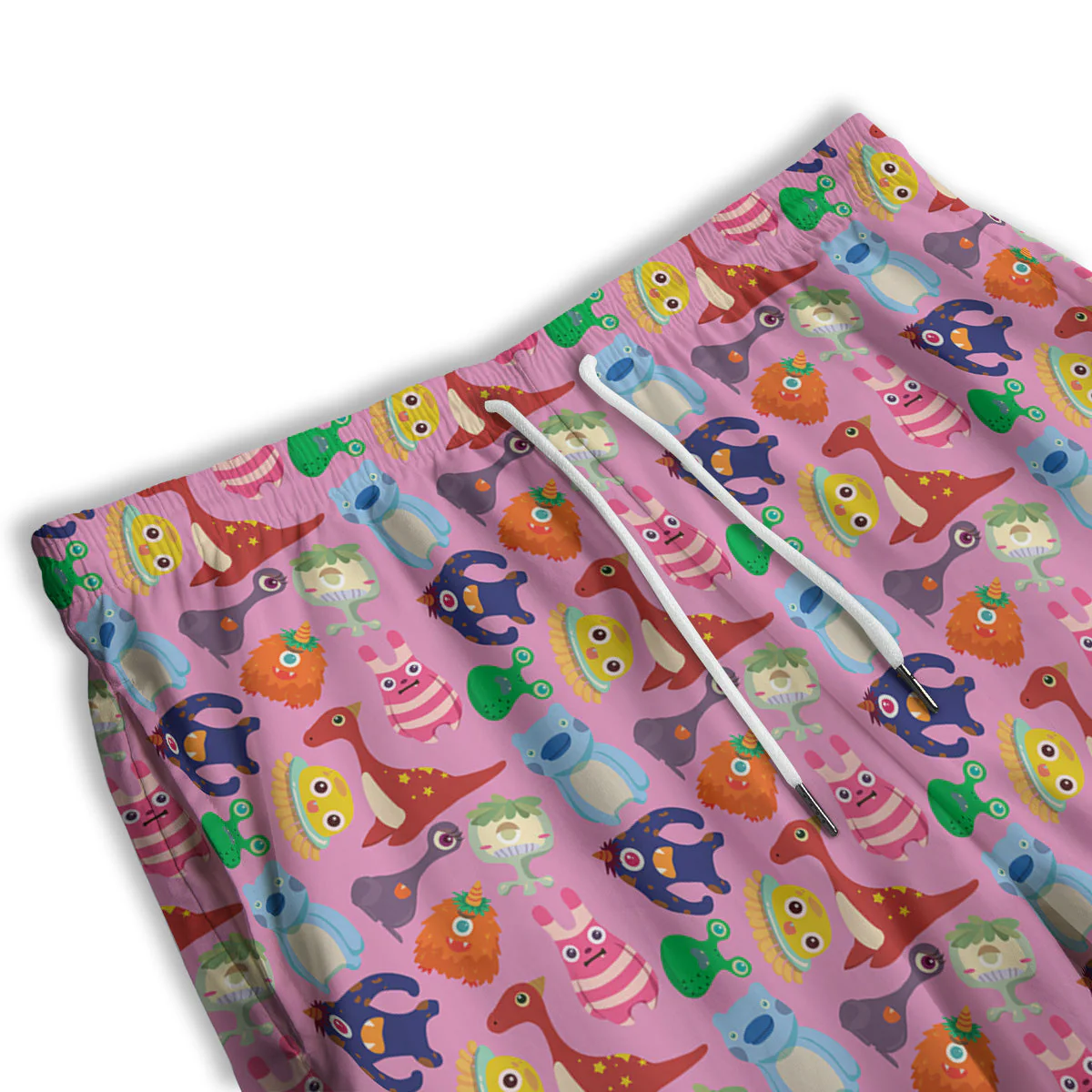 Toy Monster Cute Pink Print Pattern Men's Athletic Shorts - Image 3