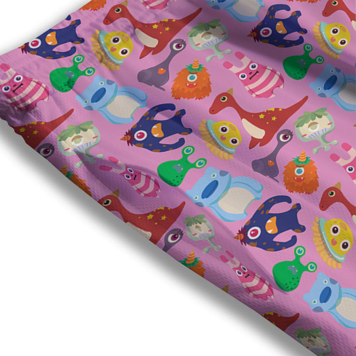 Toy Monster Cute Pink Print Pattern Mesh Shorts - Image 3
