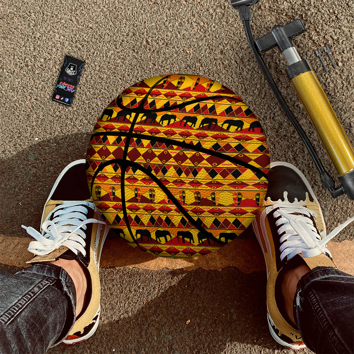 Traditional African Ethnic Print Pattern Basketball - Image 2