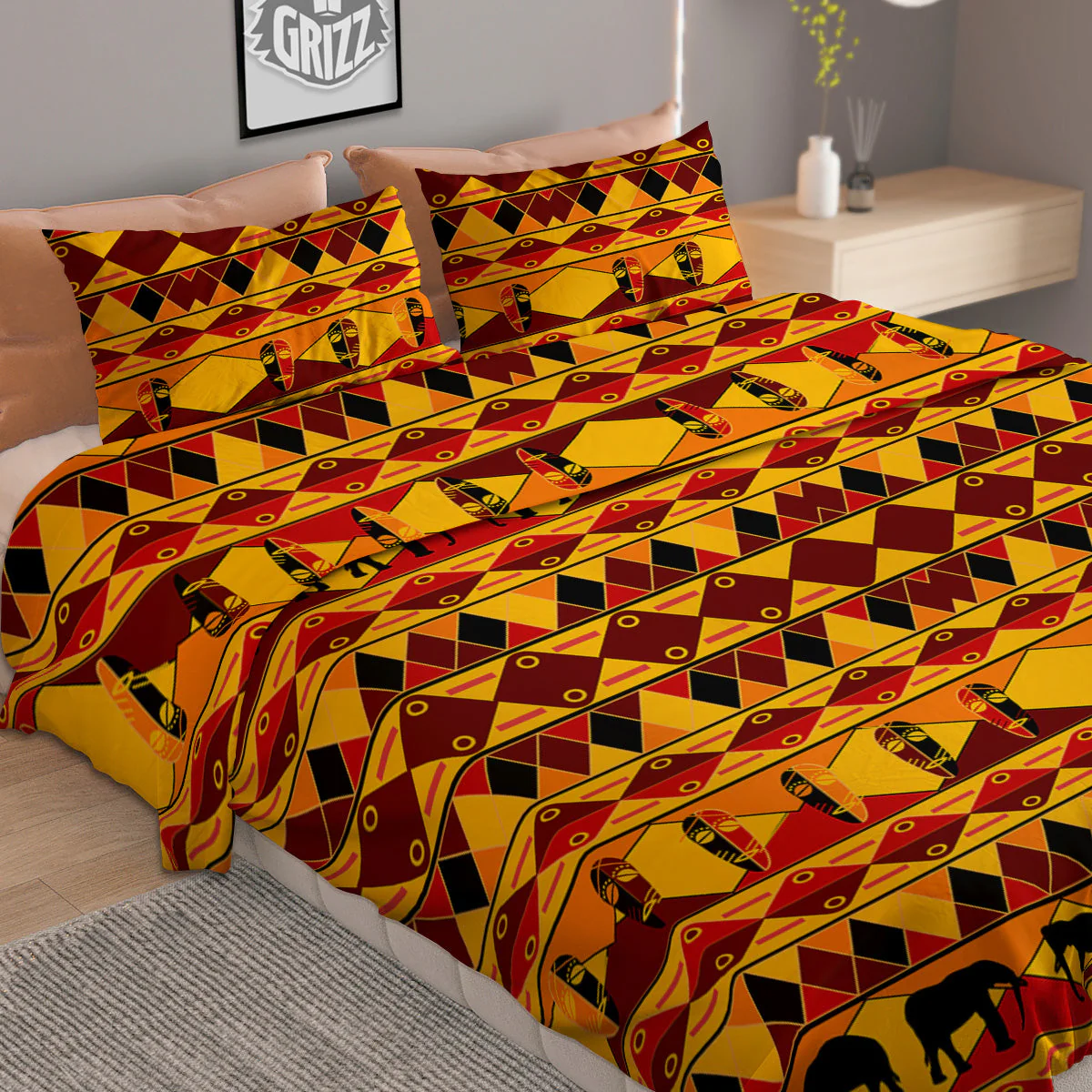 Traditional African Ethnic Print Pattern Duvet Cover Bedding Set - Image 2